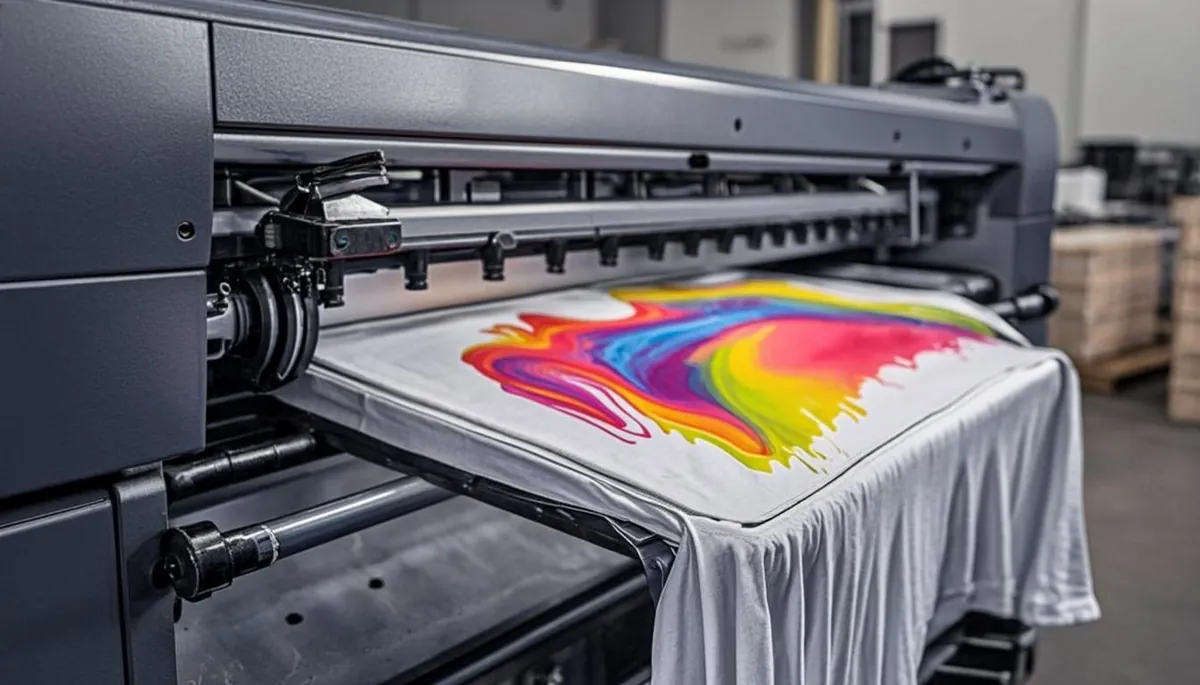 DTF printing machine producing T-shirt transfers