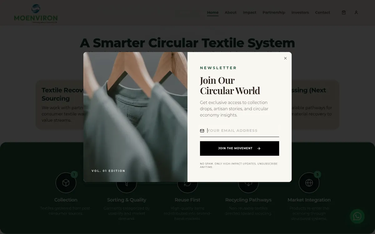 Moenviron brand story section
